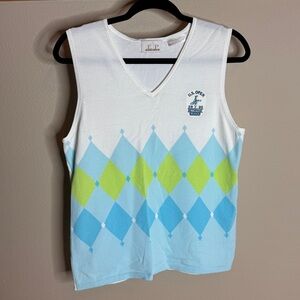 US OPEN 2009 White and Blue Argyle Sleeveless Top